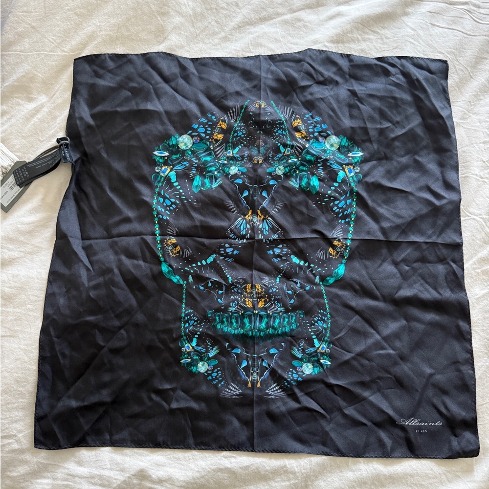 AllSaints Black Silk Scarf